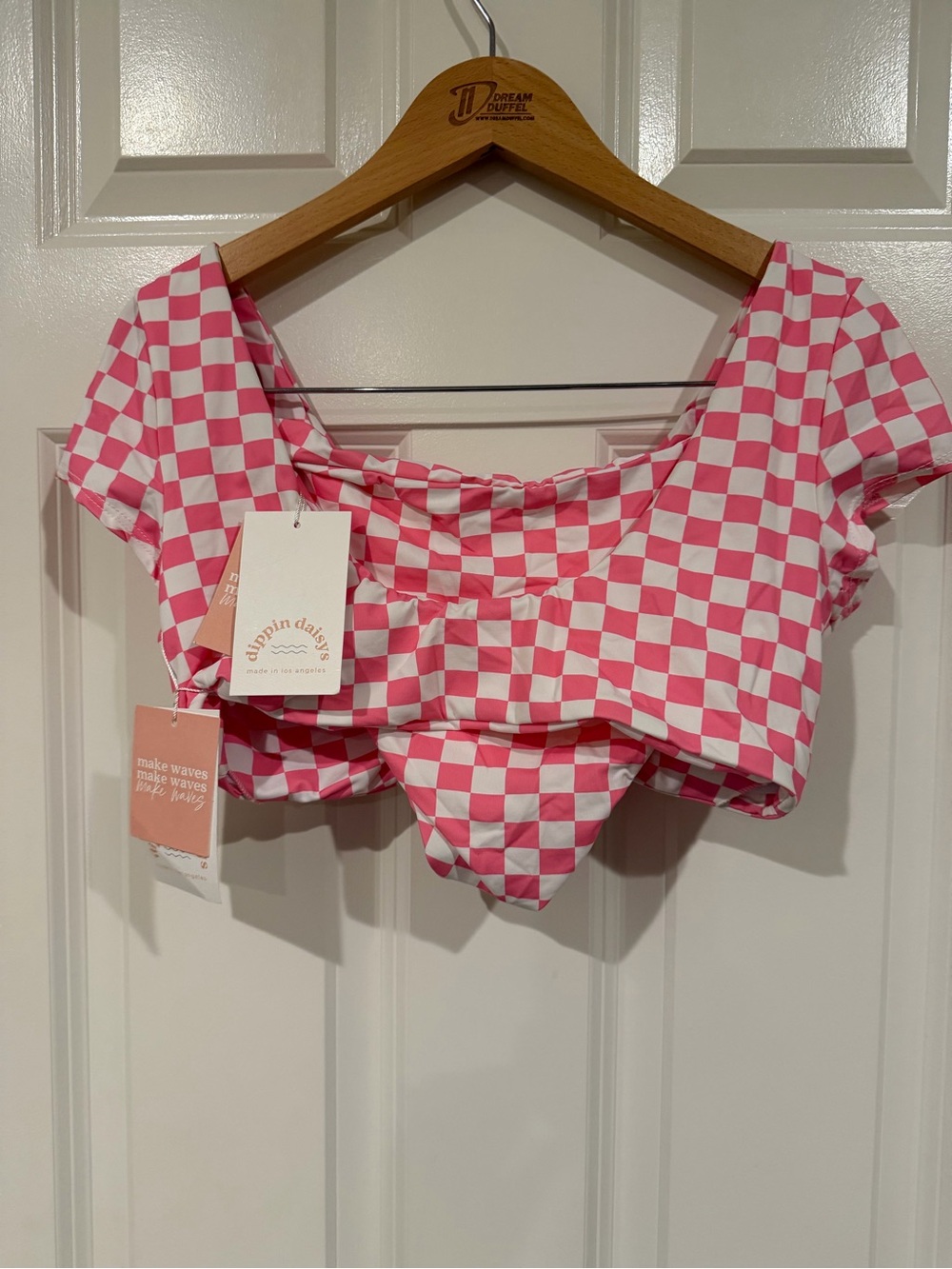 Dippin' Daisy's Pink & White Checkered Knot Bikini NWT M - Picture 2 of 9